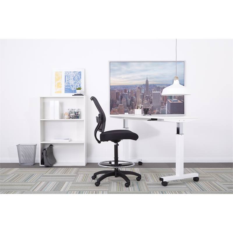 Deluxe Black Air Grid Series Air Grid Back & Mesh Fabric Seat Drafting Chair