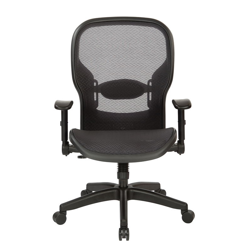 Air Grid Black Fabric Back and Seat Managers Chair with Adjustable Flip Arms