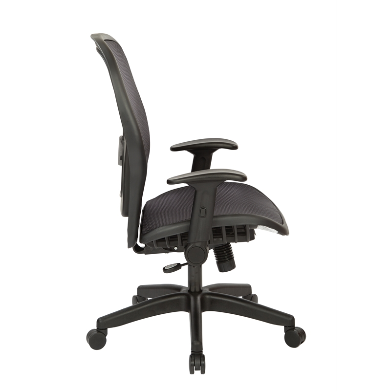 Air Grid Black Fabric Back and Seat Managers Chair with Adjustable Flip Arms