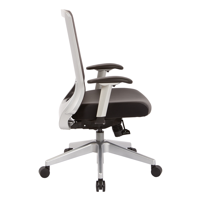 High Back Black Vertical Mesh Chair with Black Bonded Leather Seat