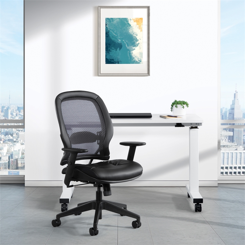 Executive High Back Chair in Black Bonded Leather Seat