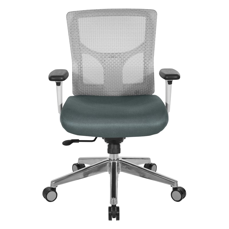 ProGrid White Mesh Mid Back Chair with Gray Mesh Fabric Seat