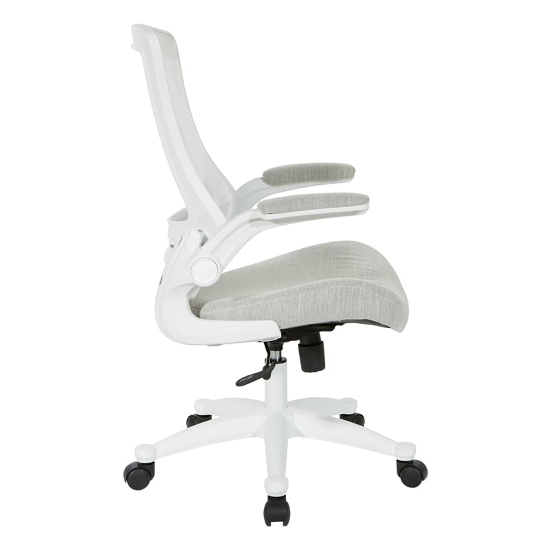 White Screen Back Manager's Chair in Linen Stone Gray Fabric