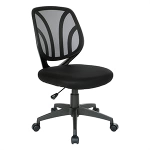 Screen Back Armless Task Chair with Black Mesh Back and Fabric Seat