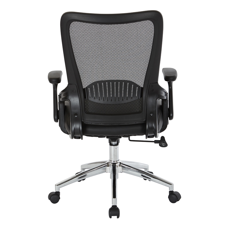 Black Bonded Leather Seat Chair with Screen Back Lock and Tilt Arms