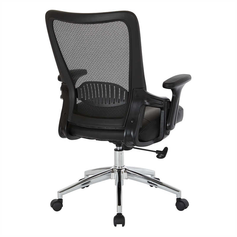 Black Bonded Leather Seat Chair with Screen Back Lock and Tilt Arms