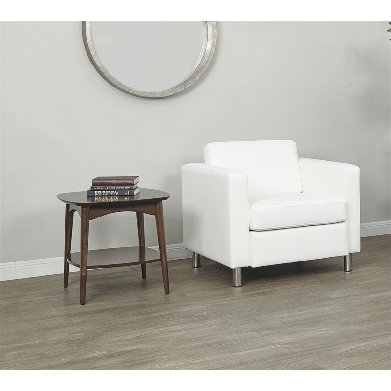 Pacific Armchair In Dillon Snow White Vinyl Fabric