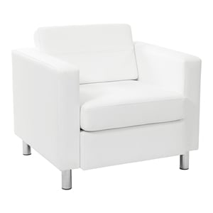 Pacific Armchair In Dillon Snow White Vinyl Fabric