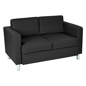 Pacific Loveseat In Dillon Black Faux Leather