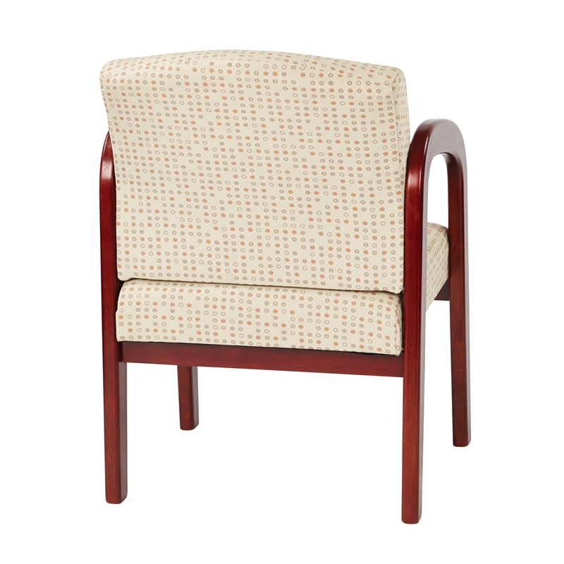 Visitor's Chair in Cream Fabric with Cherry Finish Wood and Thick Padded Seat