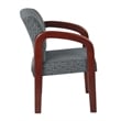 Visitor's Chair in Ash Fabric with Cherry Finish Wood and Thick Padded Seat