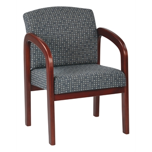 Visitor's Chair in Ash Fabric with Cherry Finish Wood and Thick Padded Seat