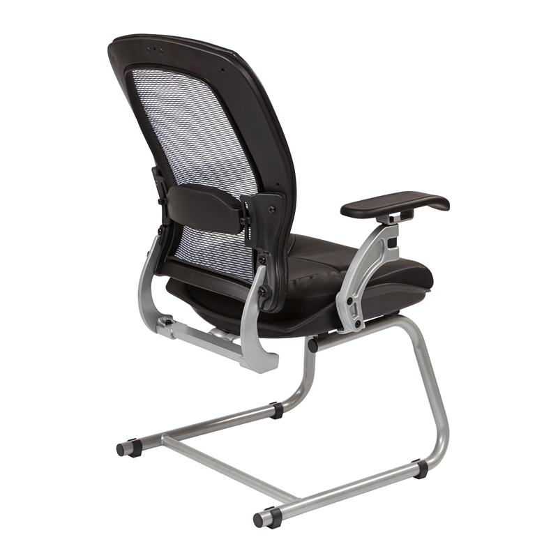 SPACE Air Grid Black Back Leather Guest Chair with Cantilever Base