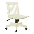 Deluxe Armless Wood Bankers Chair with Wood Seat in Antique White Finish