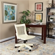 Deluxe Armless Wood Bankers Chair with Wood Seat in Antique White Finish