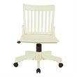 Deluxe Armless Wood Bankers Chair with Wood Seat in Antique White Finish