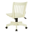 Deluxe Armless Wood Bankers Chair with Wood Seat in Antique White Finish