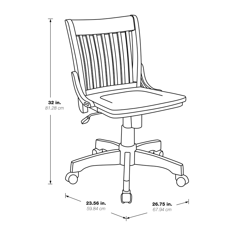 Deluxe Armless Wood Bankers Chair with Wood Seat in Antique White Finish
