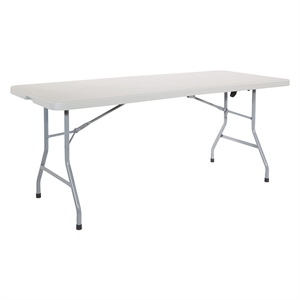 6' Resin Rectangular Multi Purpose Center Fold Table in Gray