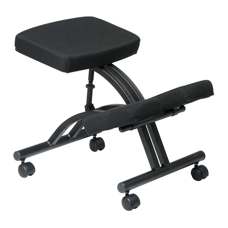 Ergonomically Designed Knee Chair with Memory Foam in Black and Metal Frame