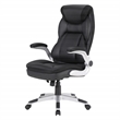 Executive Black Bonded Leather Chair with Silver Coated Nylon Base