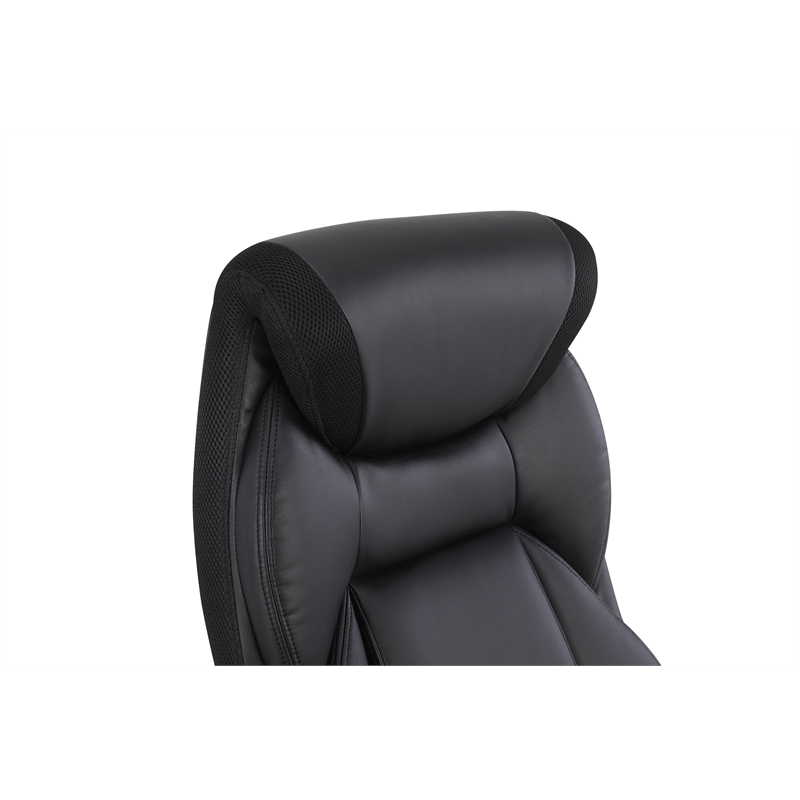 Executive Black Bonded Leather Chair with Silver Coated Nylon Base