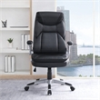 Executive Black Bonded Leather Chair with Silver Coated Nylon Base