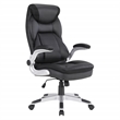Executive Black Bonded Leather Chair with Silver Coated Nylon Base