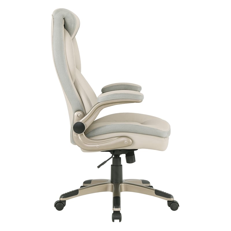 Executive Taupe Gray Bonded Leather Chair with Cocoa Coated Nylon Base