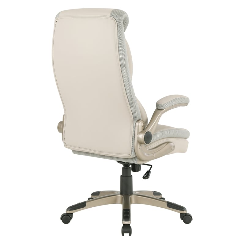 Executive Taupe Gray Bonded Leather Chair with Cocoa Coated Nylon Base