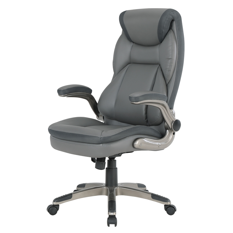 Executive Charcoal Bonded Leather Chair with Titanium Coated Nylon Base
