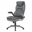 Executive Charcoal Bonded Leather Chair with Titanium Coated Nylon Base