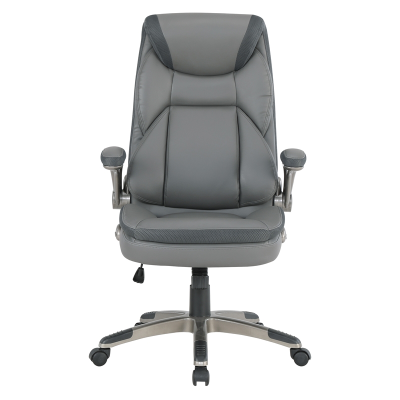 Executive Charcoal Bonded Leather Chair with Titanium Coated Nylon Base