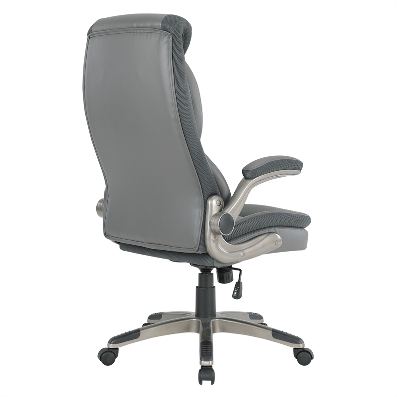 Executive Charcoal Bonded Leather Chair with Titanium Coated Nylon Base