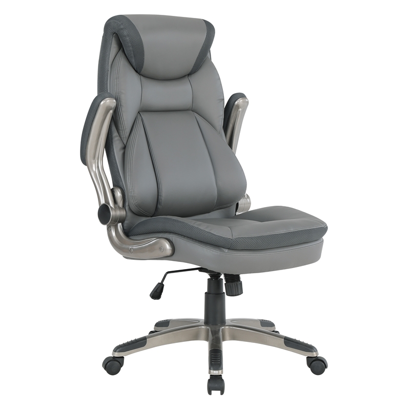 Executive Charcoal Bonded Leather Chair with Titanium Coated Nylon Base