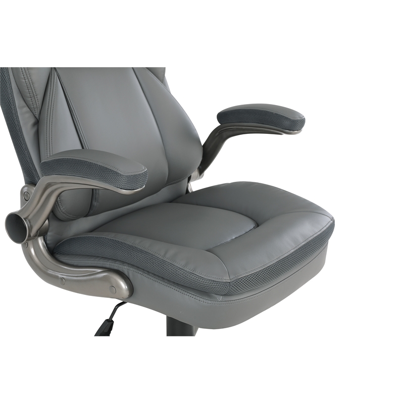 Executive Charcoal Bonded Leather Chair with Titanium Coated Nylon Base