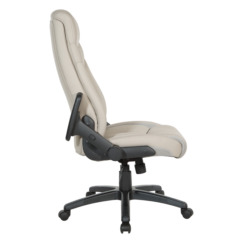 Executive High Back Taupe Gray Bonded Leather Office Chair