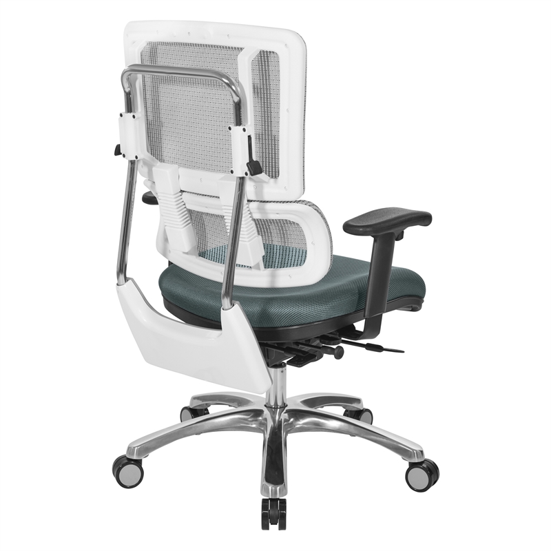 Breathable White Vertical Mesh Chair with Gray Mesh Fabric Seat