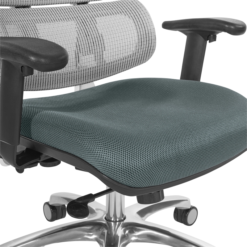 Breathable White Vertical Mesh Chair with Gray Mesh Fabric Seat