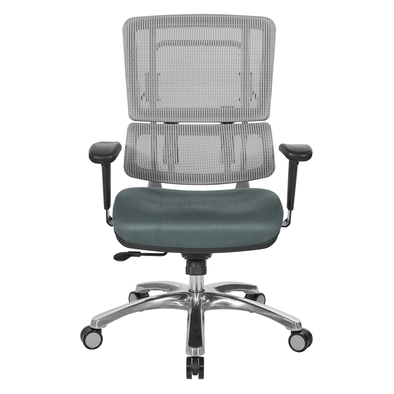 Breathable White Vertical Mesh Chair with Gray Mesh Fabric Seat
