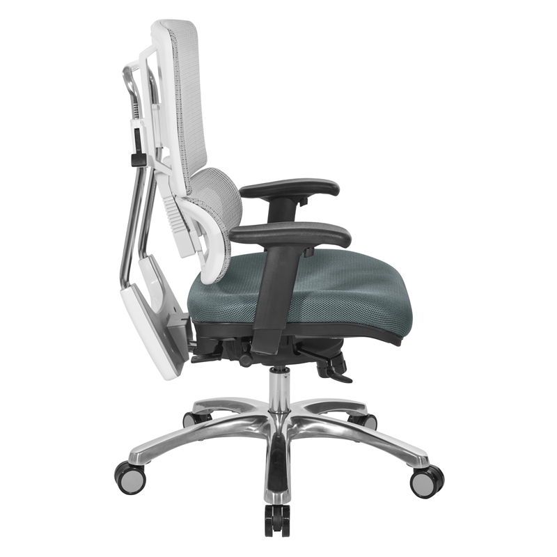 Breathable White Vertical Mesh Chair with Gray Mesh Fabric Seat