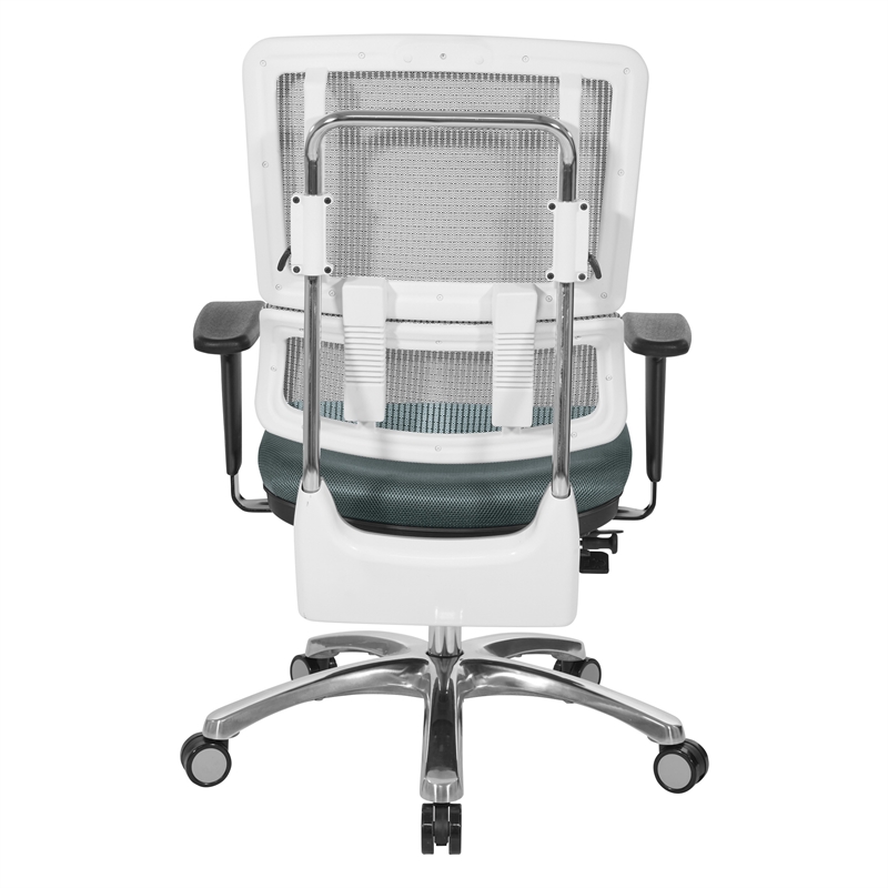 Breathable White Vertical Mesh Chair with Gray Mesh Fabric Seat