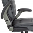 Executive Bonded Leather Chair in Charcoal Gray with Titanium Coated Flip Arms