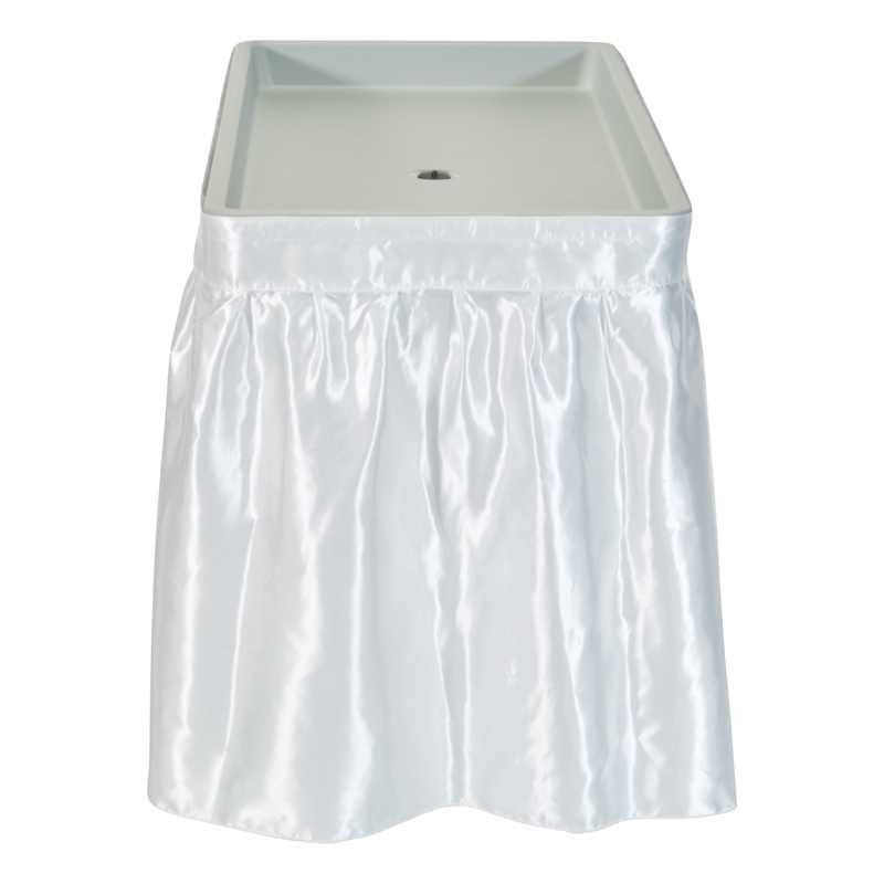 Folding Beverage Ice Cooler Table in Resin with Sateen removable skirt