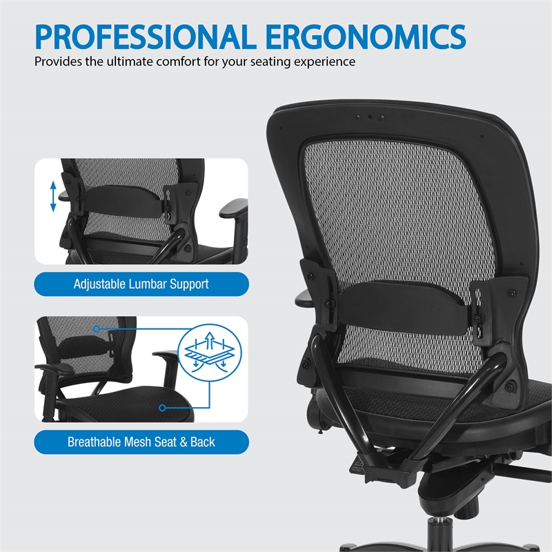 Manager's Black Breathable Mesh Fabric Chair with Flip Arms