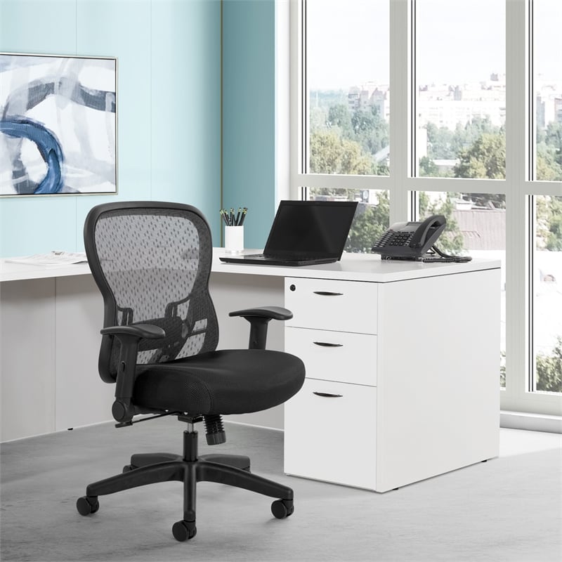 Deluxe R2 SpaceGrid Back with Memory Foam Mesh Seat Chair in Black Fabric