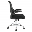 Black Mesh Back with Black Fabric Seat on Black Frame and Chrome Base