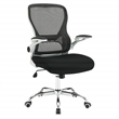 Black Mesh Back with Black Fabric Seat on White Frame and Chrome Base