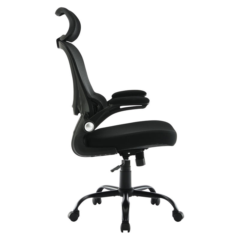 Black Mesh Back and Black Fabric Seat with Headrest