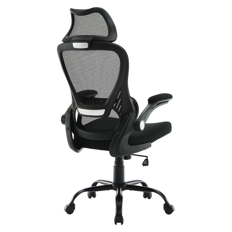 Black Mesh Back and Black Fabric Seat with Headrest